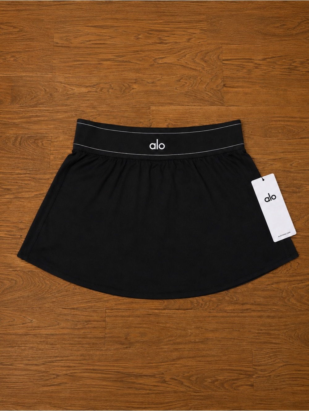 ALO Yoga Black Mini Skirt with Logo Waistband